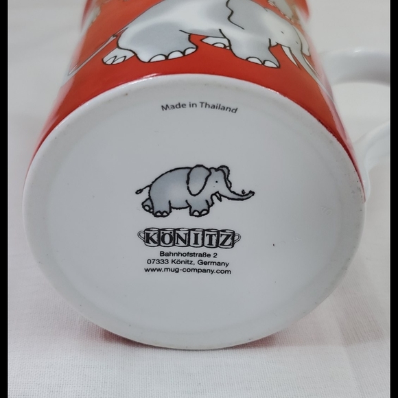 Red coffee mug with elephants - Picture 4 of 4